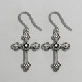 Shadow Cross Fleur Detail Antiqued Silver Earrings