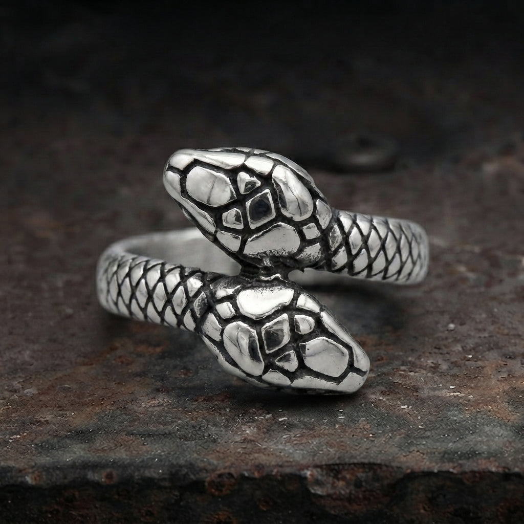 Double-Headed Serpent Coil Wrap Ring