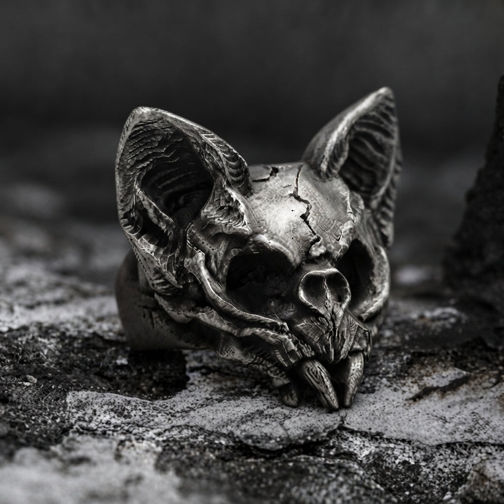 Calvarium Cat Skull Statement Ring