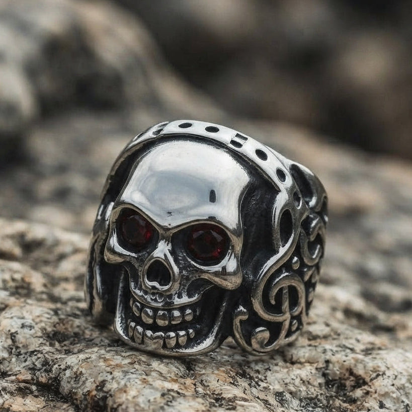 Red Eclipse Skull Ring