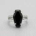 Black Coffin Stone Silver Split Band Gothic Ring