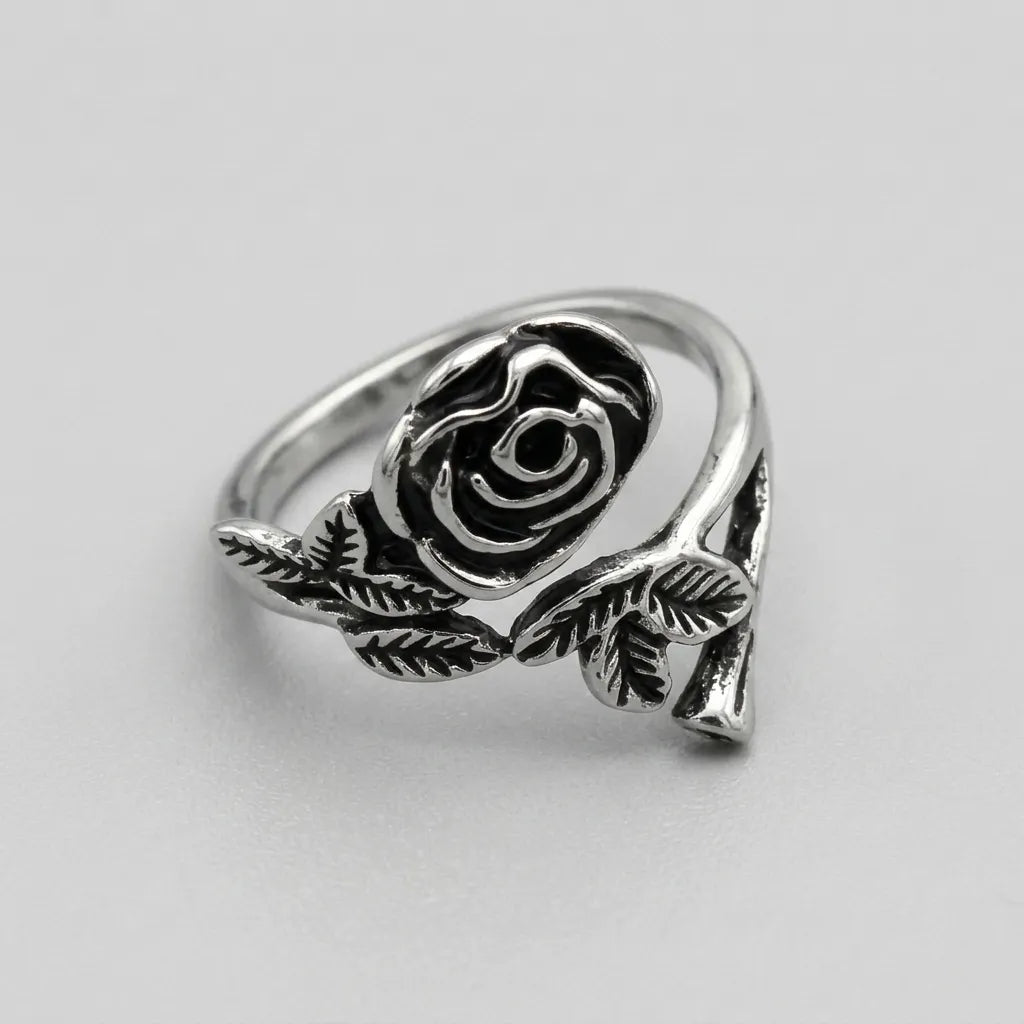 Dark Bloom Thorn Stem Wrap Ring