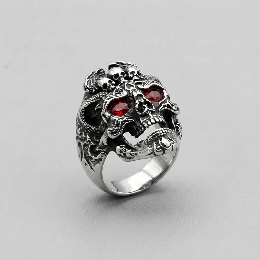 Antiqued Multi-Skull Ring