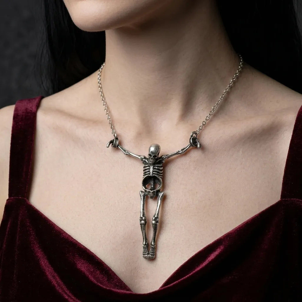 Bone Crucifix Gothic Skeleton Necklace