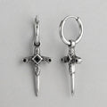 Veilborn Sanctum Dagger Drop Hoop Earrings