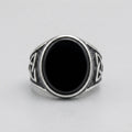 Black Onyx Celtic Triquetra Oval Ring