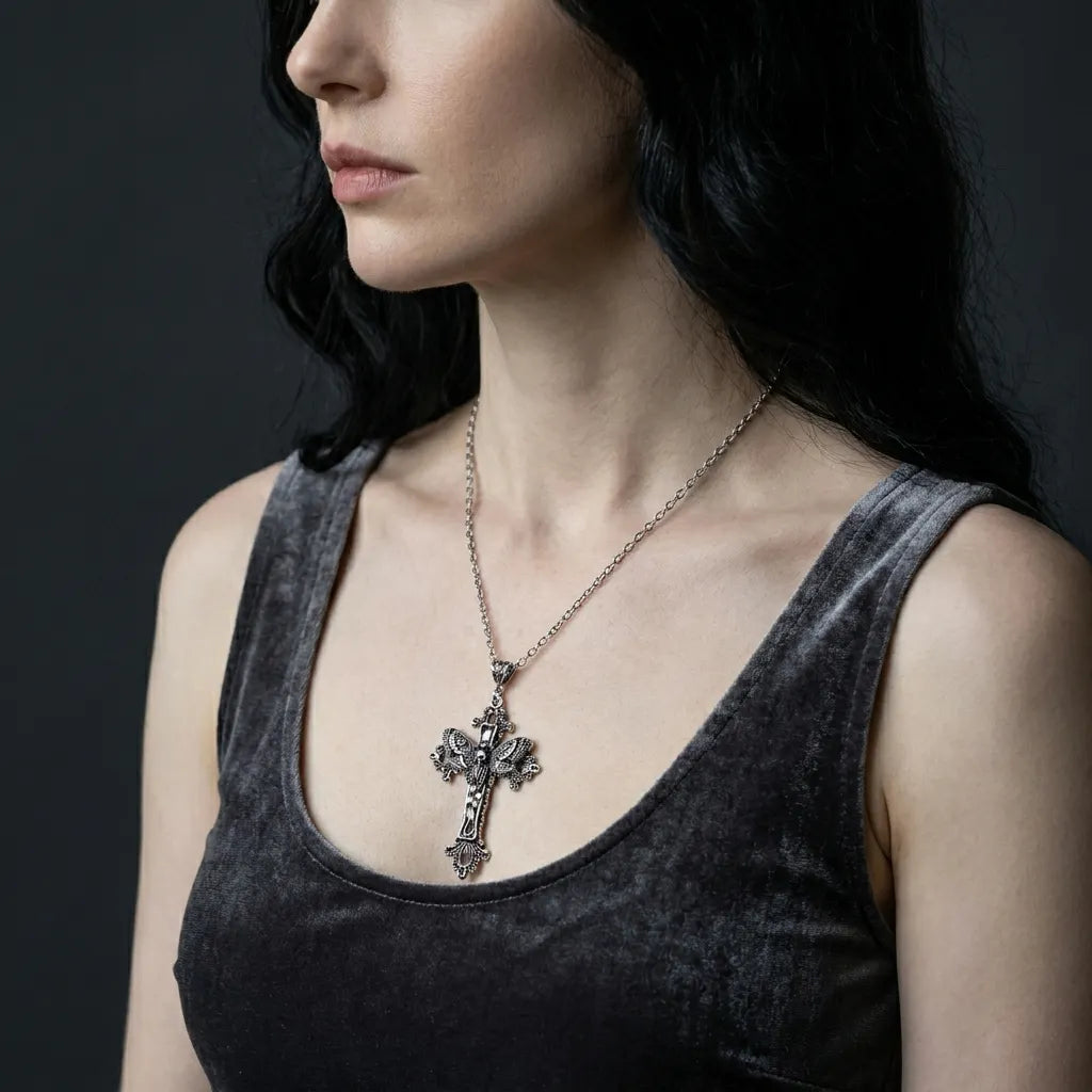 Death wing Cross Necklace