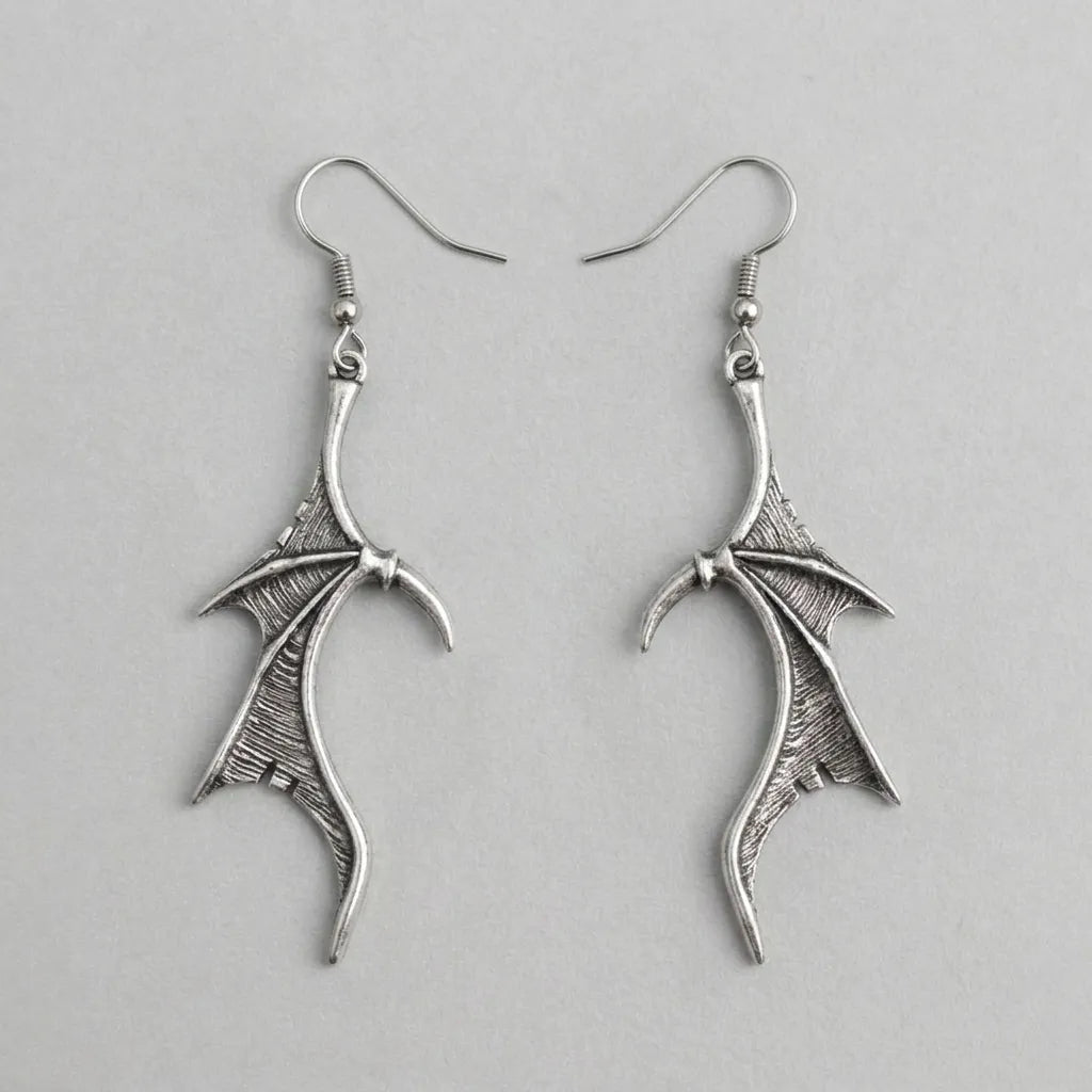 Midnight Dragon Talon Wing Drop Earrings