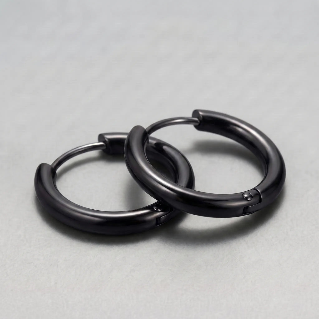 Black Goth Chunky Hoop Earrings