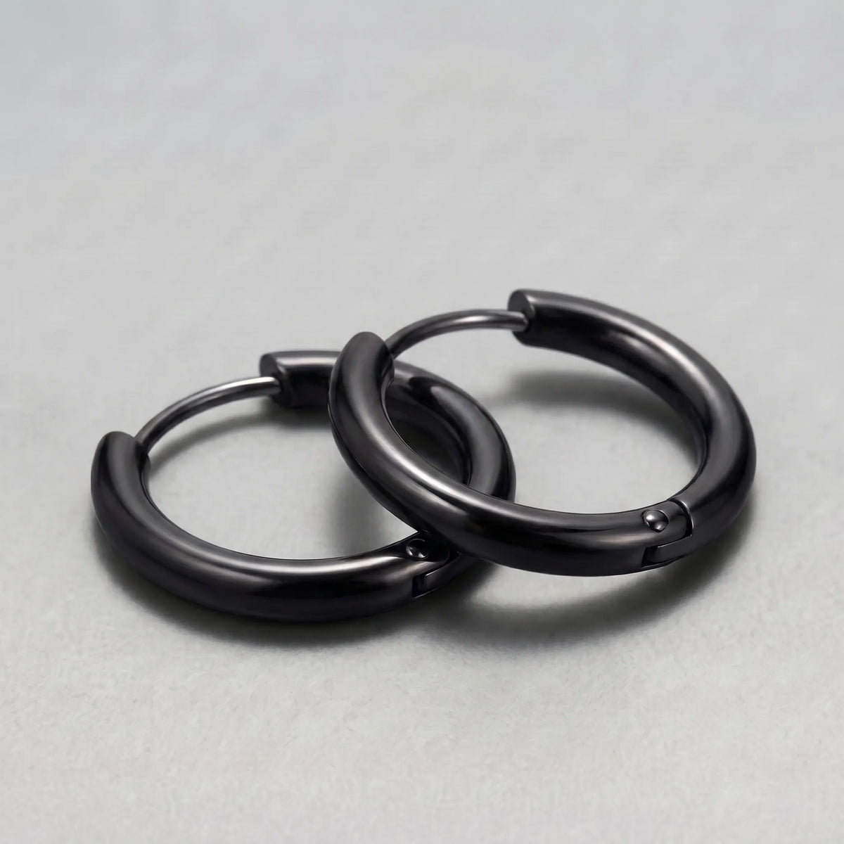 Black Goth Chunky Hoop Earrings