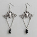 Midnight Wingspan - Gothic Bat & Black Crystal Drop Earrings