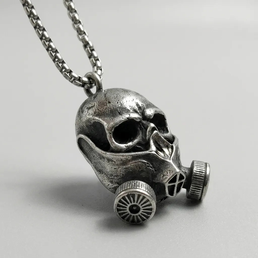 Toxic Reaper Skull Gas Mask Pendant Necklace
