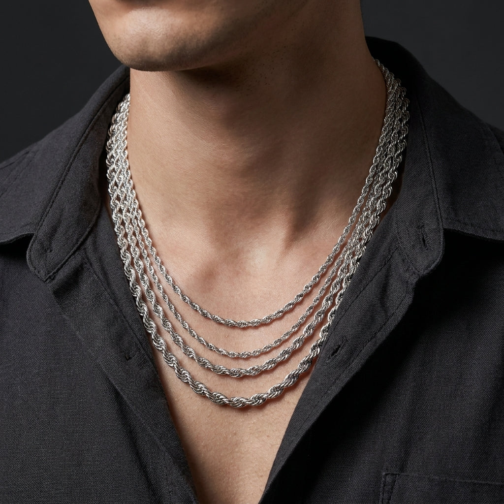 Silver Rope Chains Twisted Rope Chain Necklace