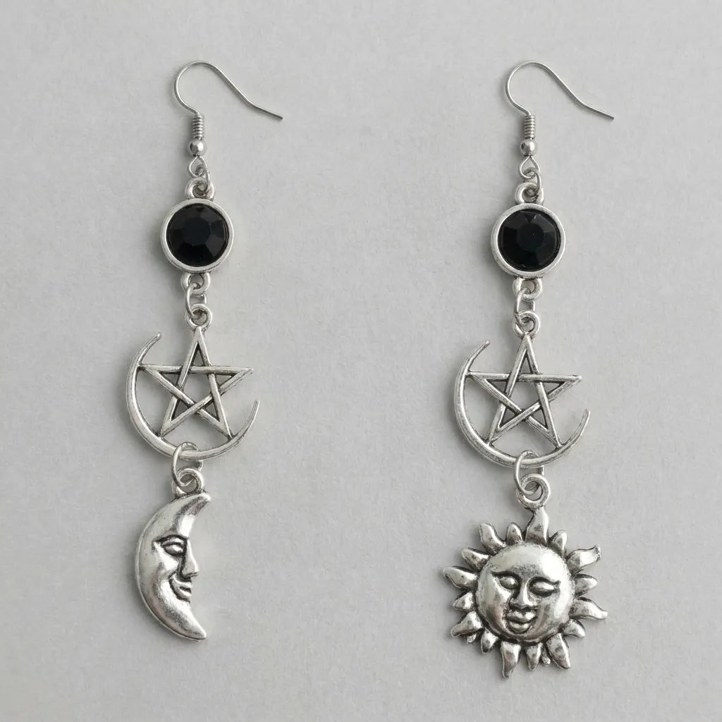 Mismatched Sun Moon Star Earrings