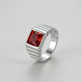 Dark Red Ruby Silver Ring