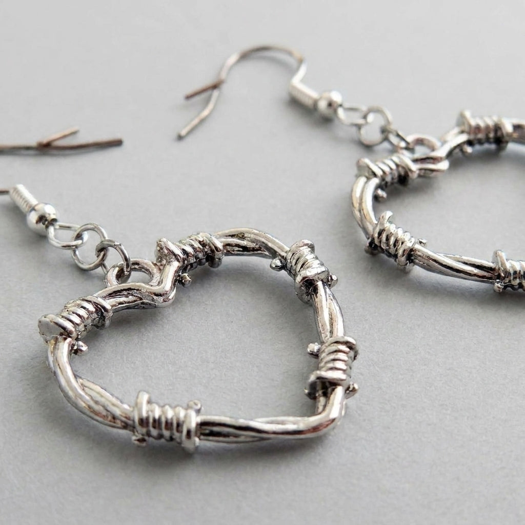 Barbed Wire Heart Earrings