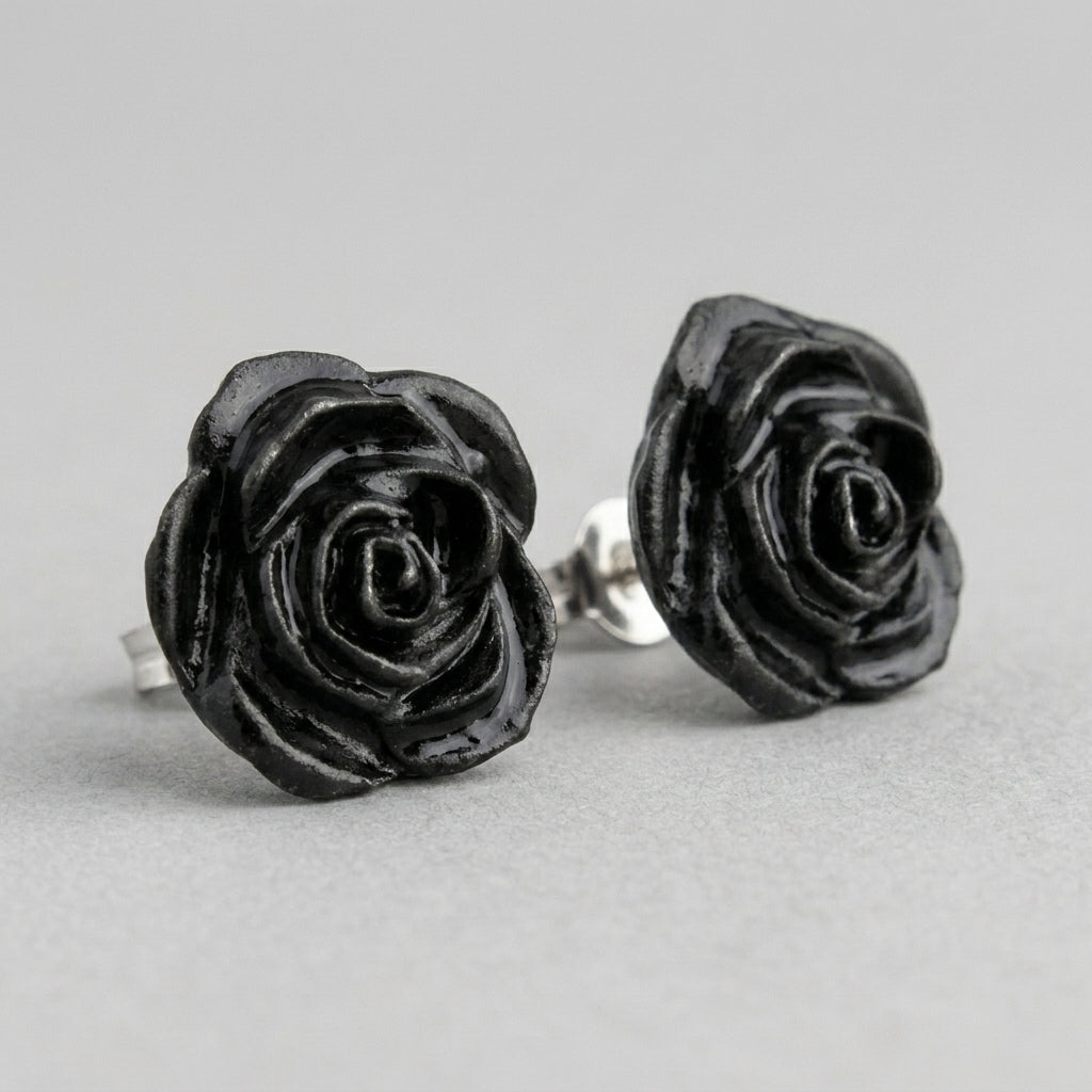 Eternal Black Rose Earrings