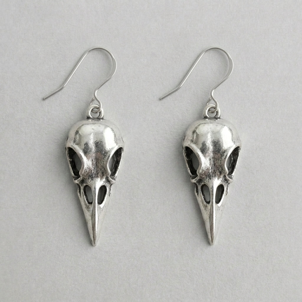 Raven Skull Dark Omen Earrings