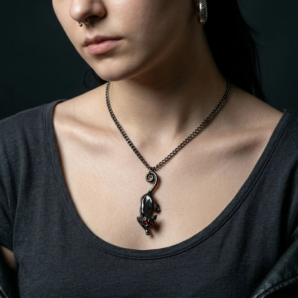 Cursed Shadow Cat Blood Eye Necklace