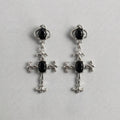 Dark Crystal Cross Dangle Earrings