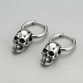 3D Skull Drop Huggie Hoop Earrings