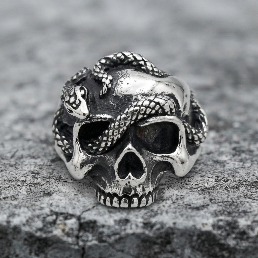 Skull of the Serpent God Ring