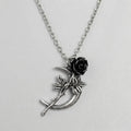Midnight Crescent Dark Bloom Pendant Necklace