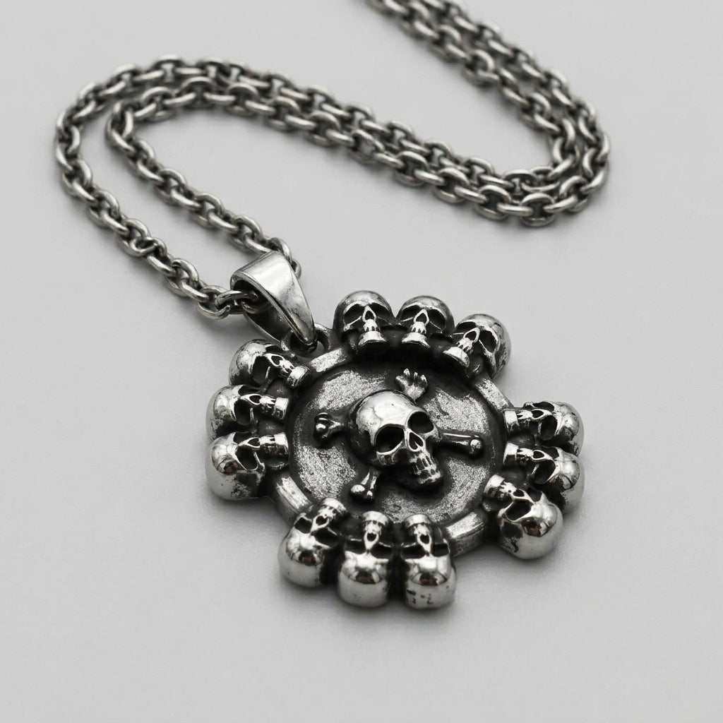 Skull and Crossbones Medallion Necklace