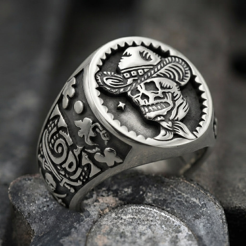 Gothic Cowboy Skull Ring