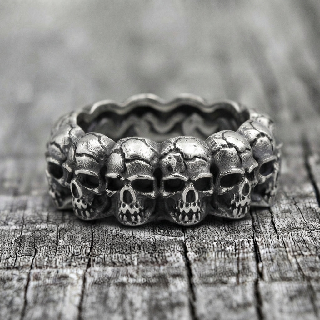 Stacked Skull Band Ring