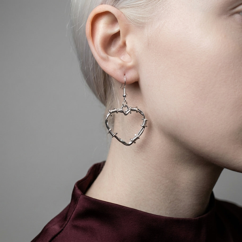 Barbed Wire Heart Earrings