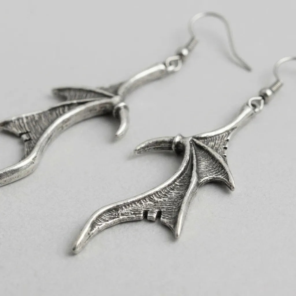 Midnight Dragon Talon Wing Drop Earrings