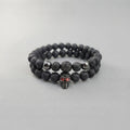 Skull Beaded Bracelet Set Red-Eyed Skull Bracelet Set