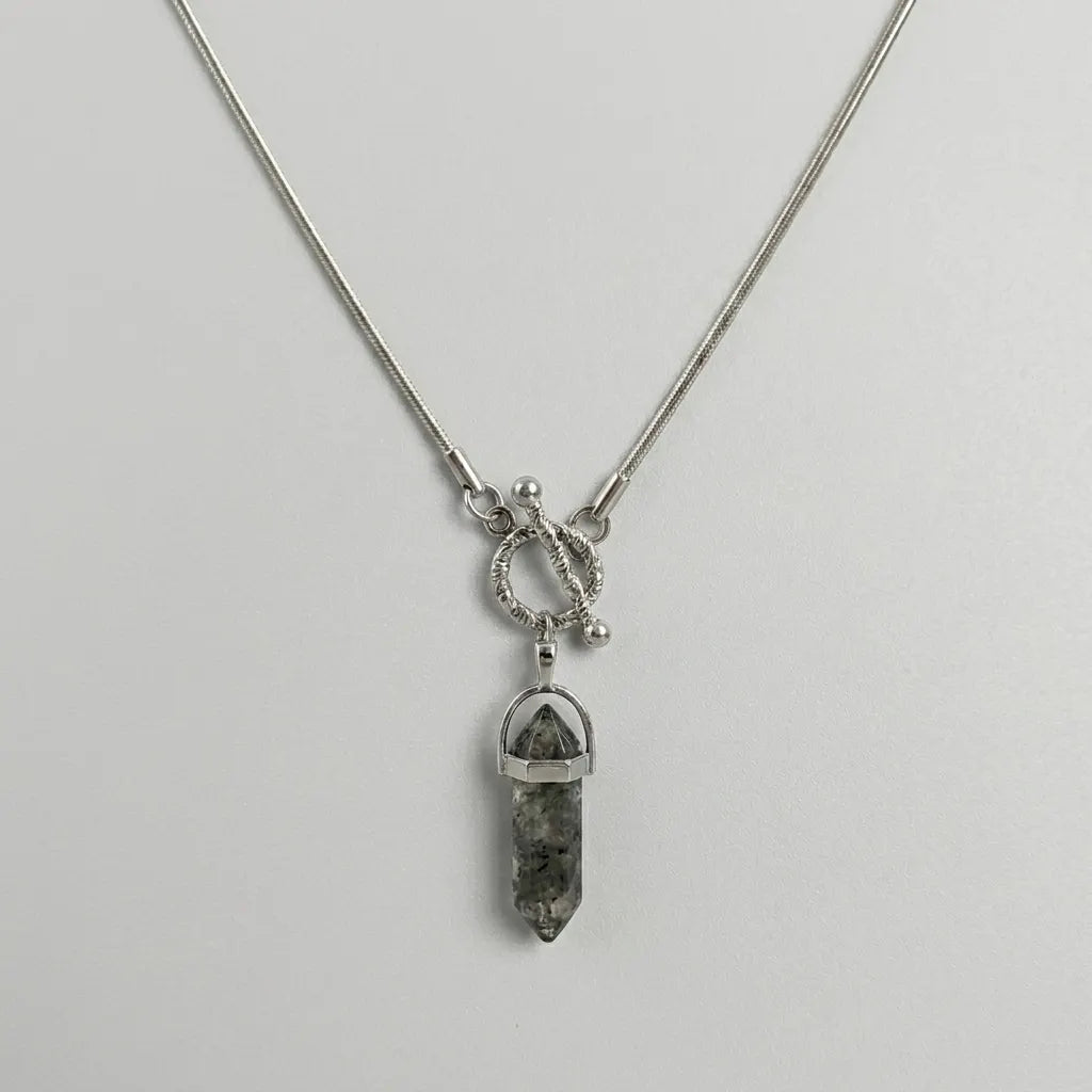 Serpentine Cipher Crystal Point Necklace