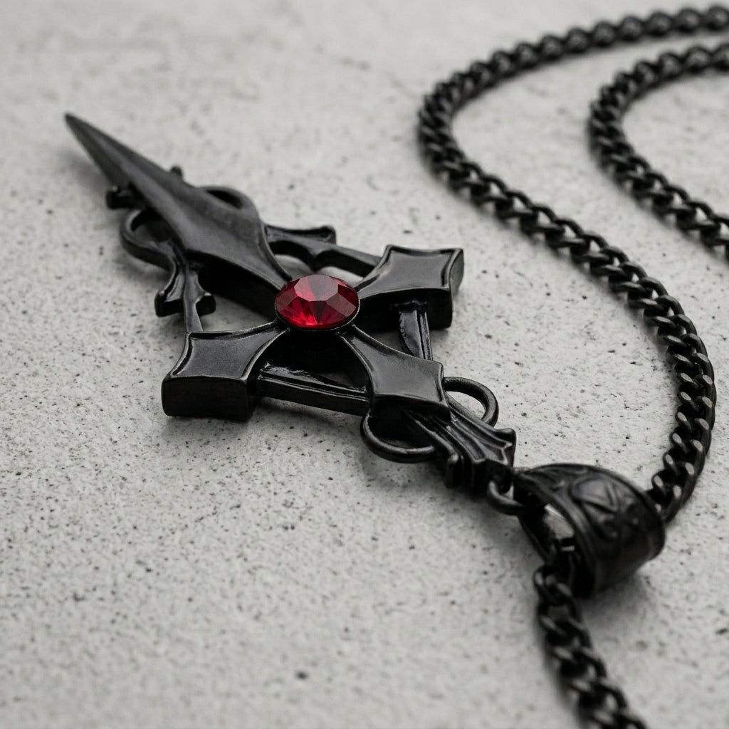 Crimson Stone Gothic Necklace