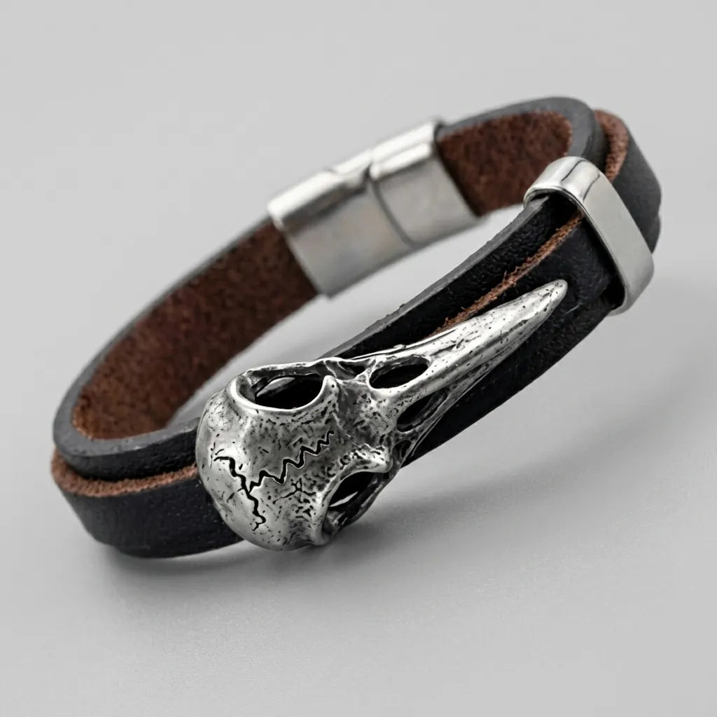 Bone Totem Bird Skull Leather Bracelet