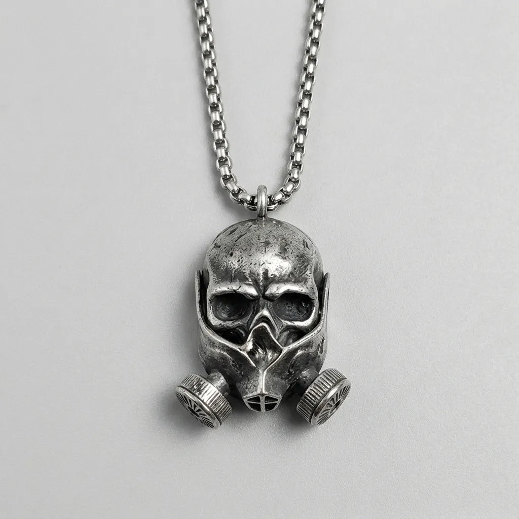 Toxic Reaper Skull Gas Mask Pendant Necklace