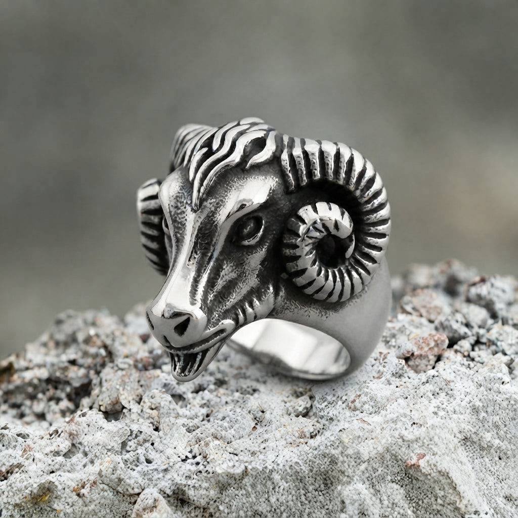 Gothic Ram Head Ring