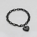 Black Heart Charm Cable Link Bracelet