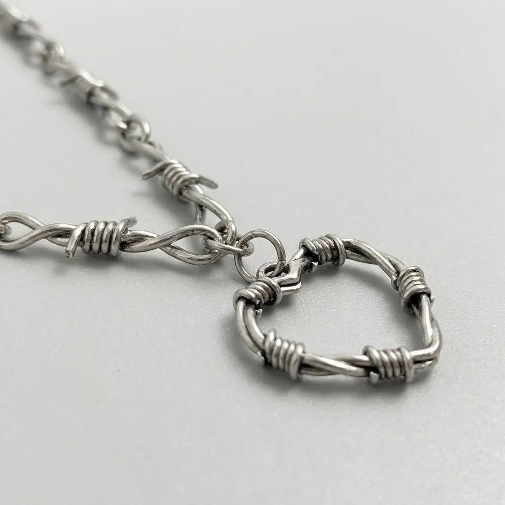 Thorned Wire Heart Pendant Necklace