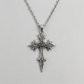 Spiked Floral Gothic Cross Pendant Necklace