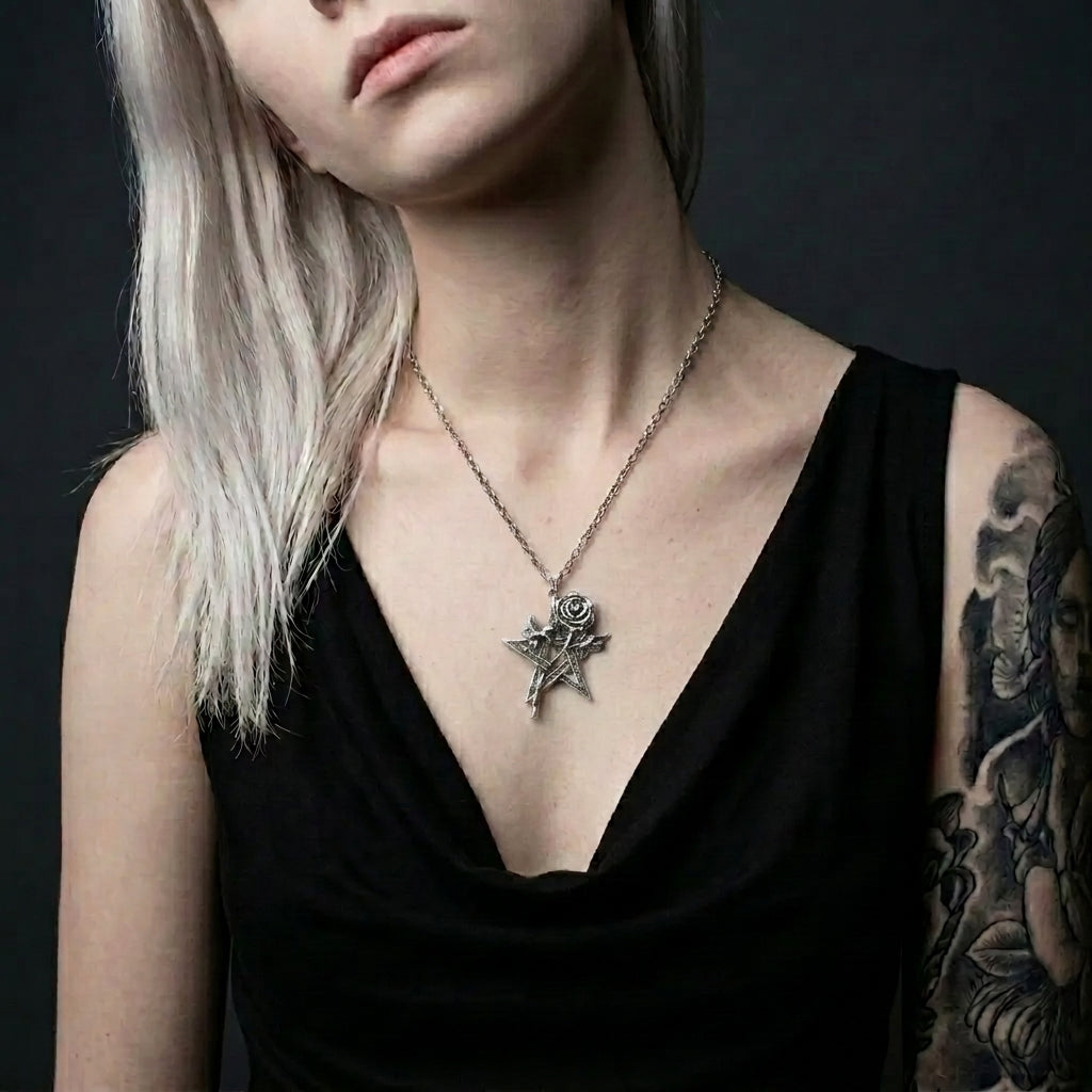 Dark Magic Rose Necklace