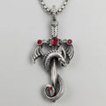 Cursed Serpent Wing Crimson Cross Necklace