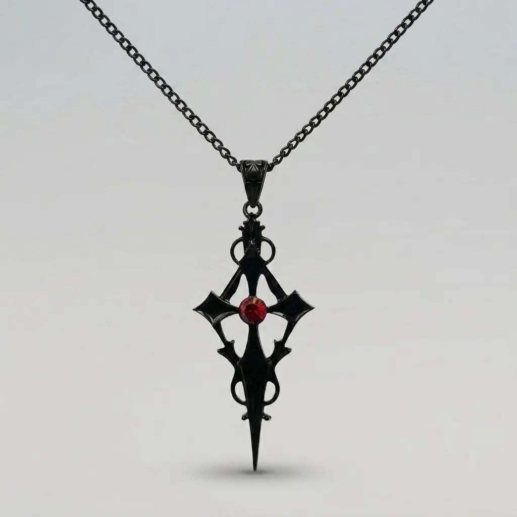 Crimson Stone Gothic Necklace