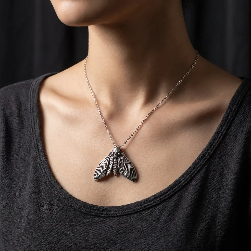 Head Hawk Moth Skull Pendant Necklace