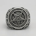 Baphomet Pentagram Signet Ring