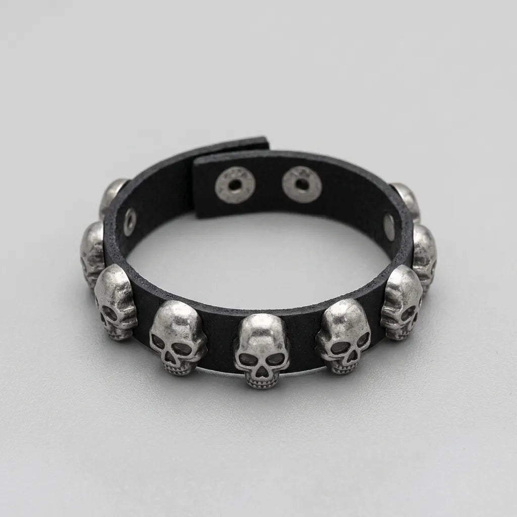 Legion of Skulls Leather Bracelet