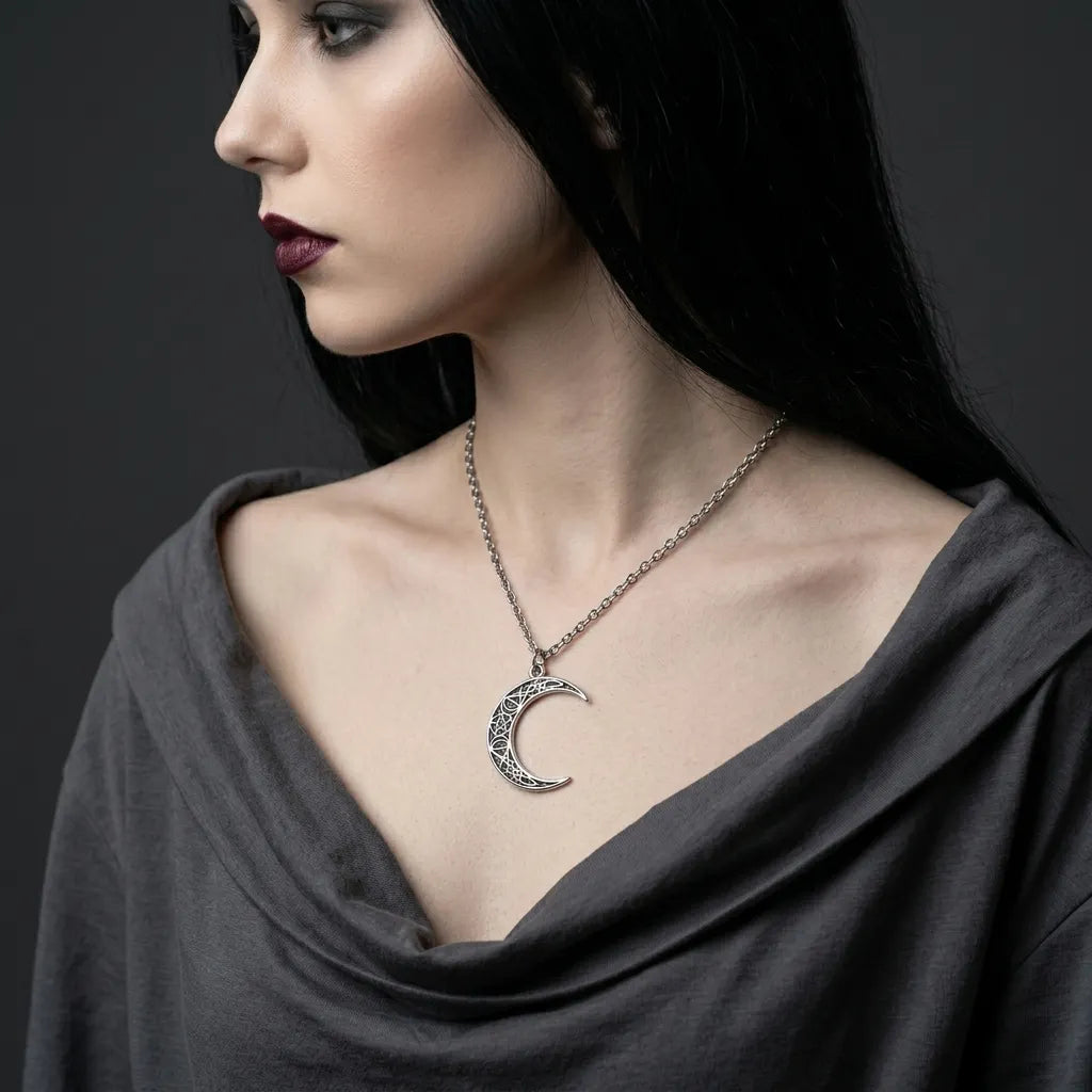 Dark Crescent Celtic Knot Necklace