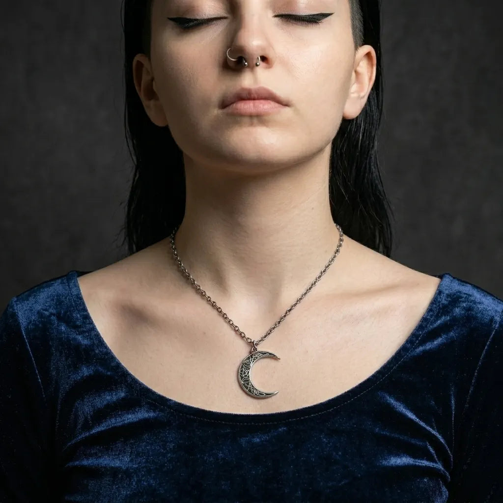 Dark Crescent Celtic Knot Necklace