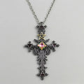 Dark Ritual Pentagram Crystal Cross Necklace